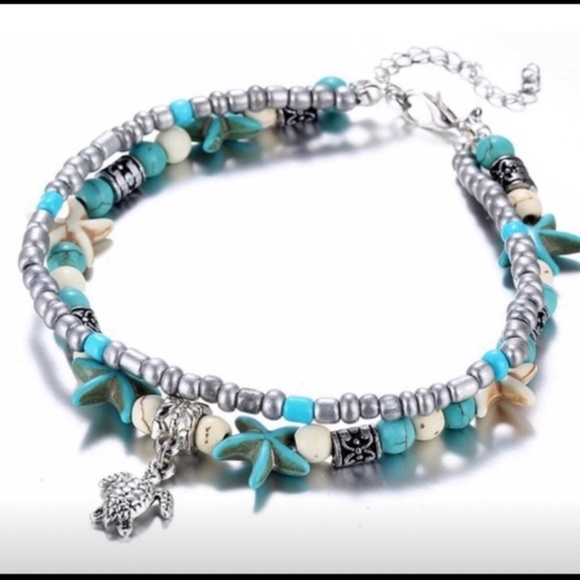 😎3/$15|5/$25 Turquoise Sea Turtle Ankle Bracelet - Picture 2 of 2
